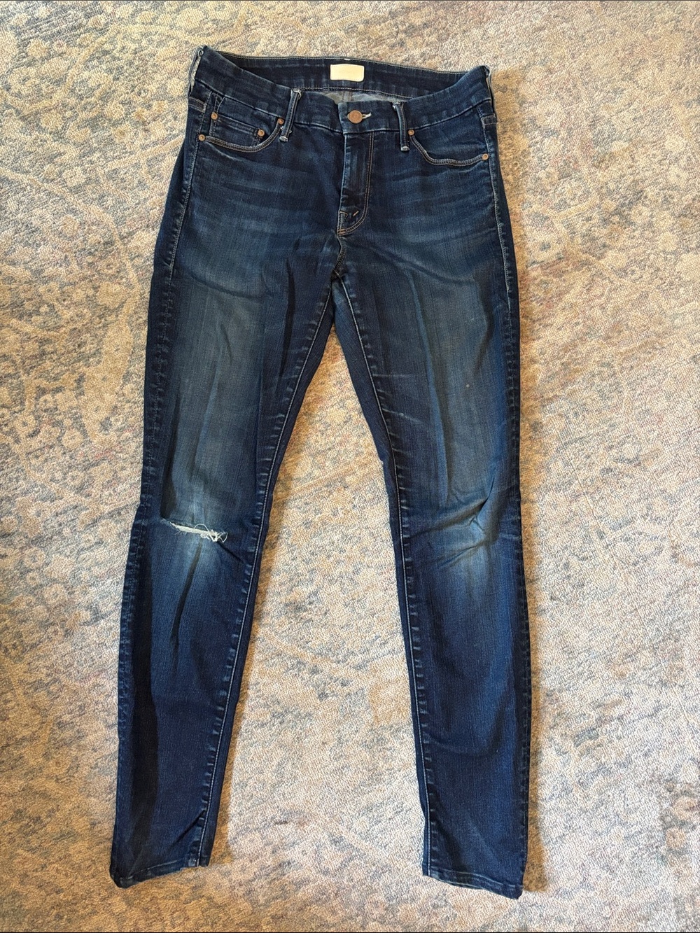 Mother The Looker Dark Blue Women's Slim Stretch Jeans 27